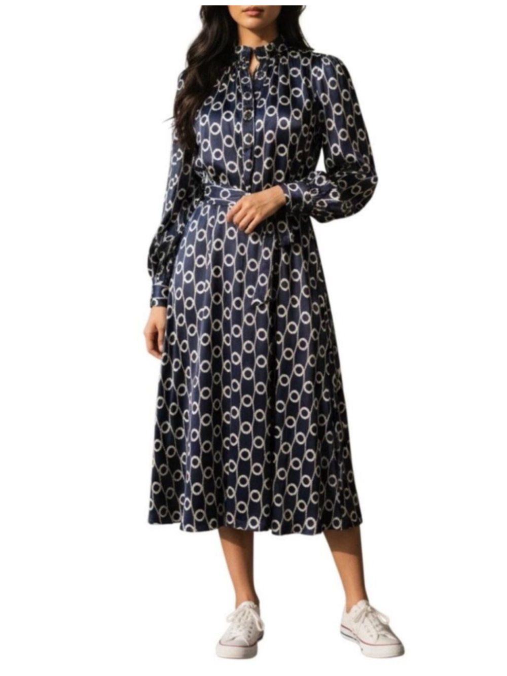 Tara Jarmon Paris Rivoltina Navy
Floral Midi Dress NWT Size 38/8 -Missing Belt